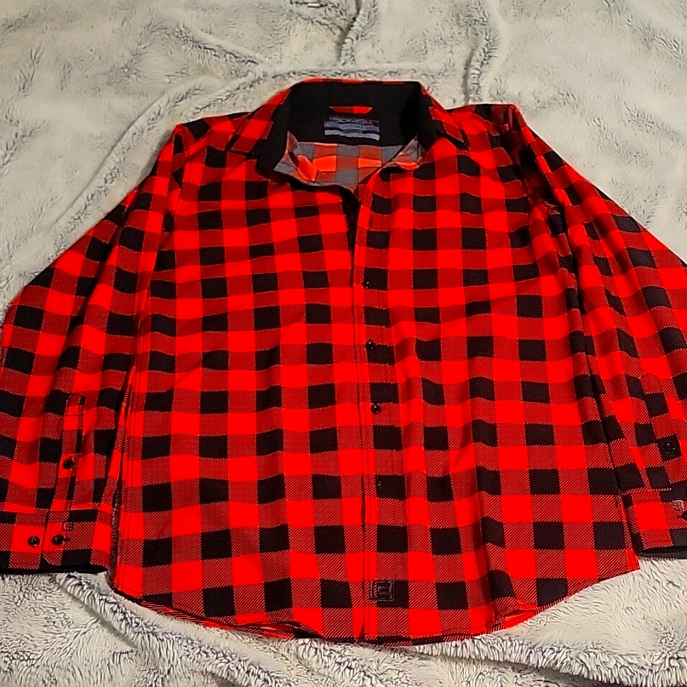 Rockwell Red Plaid Dress Shirt Medium